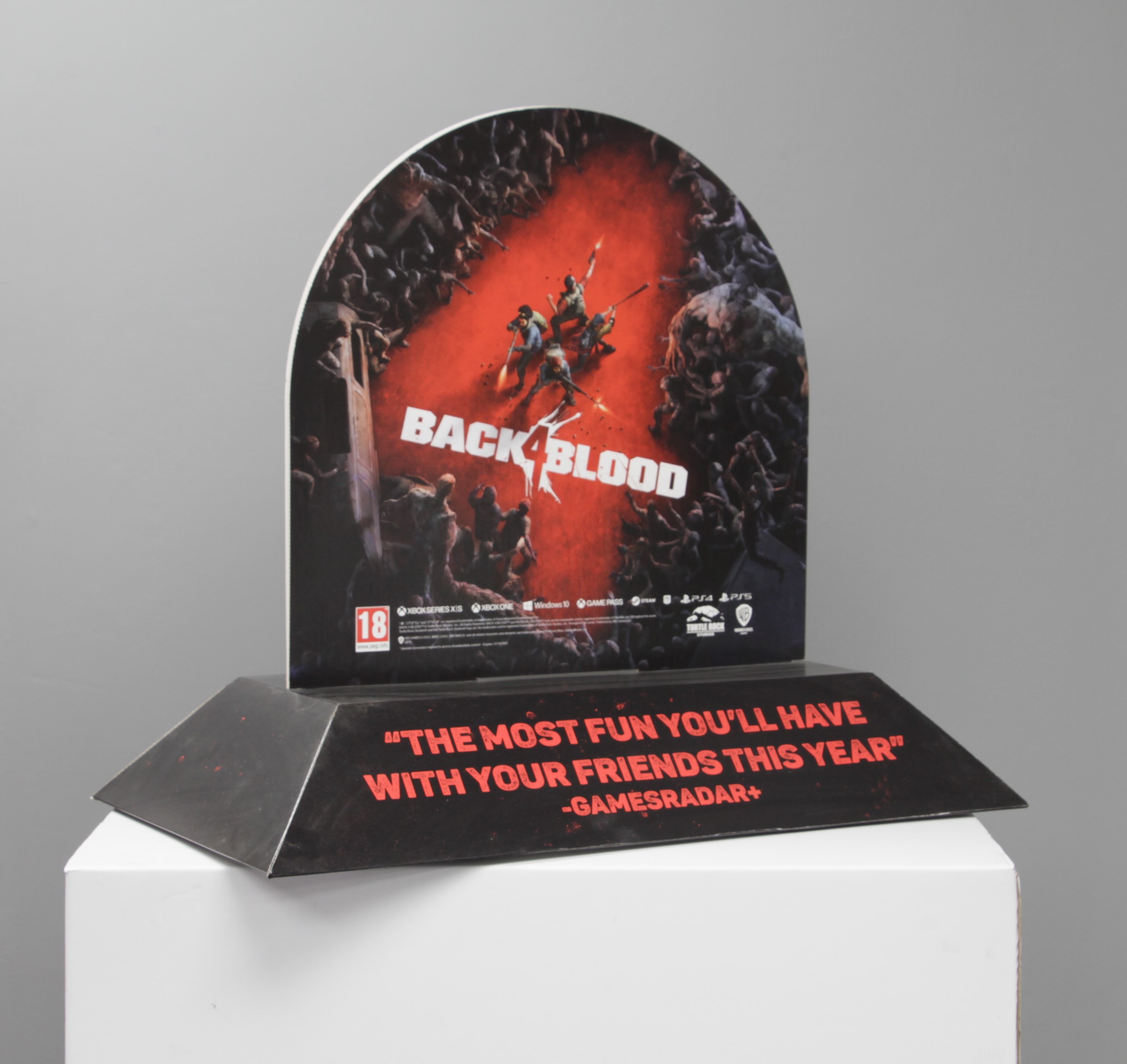 GP308 Back for Blood Table top Plinth Cardboard display Plinth